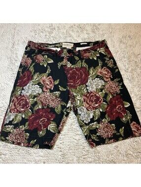 Denim & Supply Ralph Lauren Floral Chino Shorts Mens 33 Black Red 10" Inseam